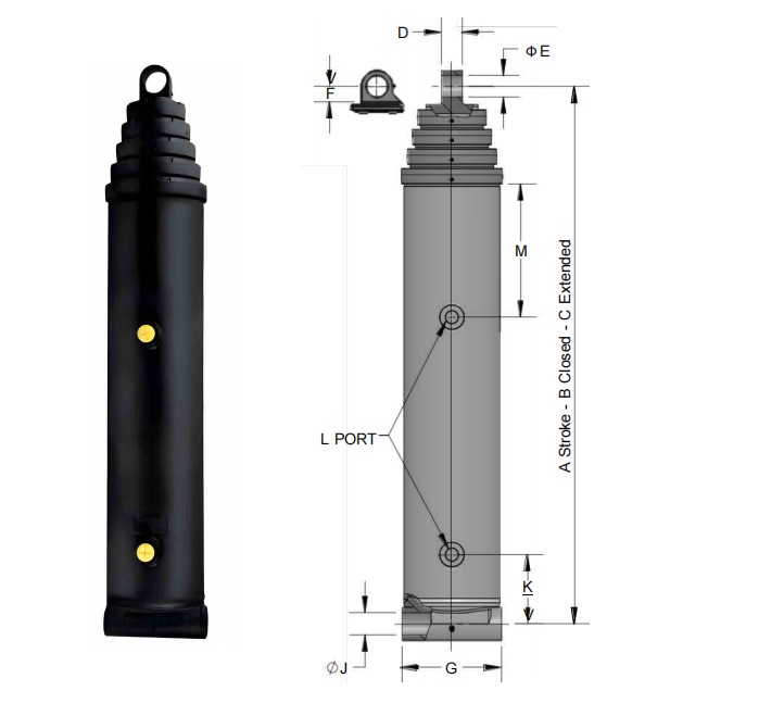 pin-pin mounting hydraulic cylinder